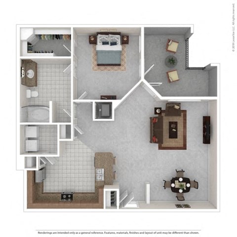 a floor plan of a 1 bedroom apartment